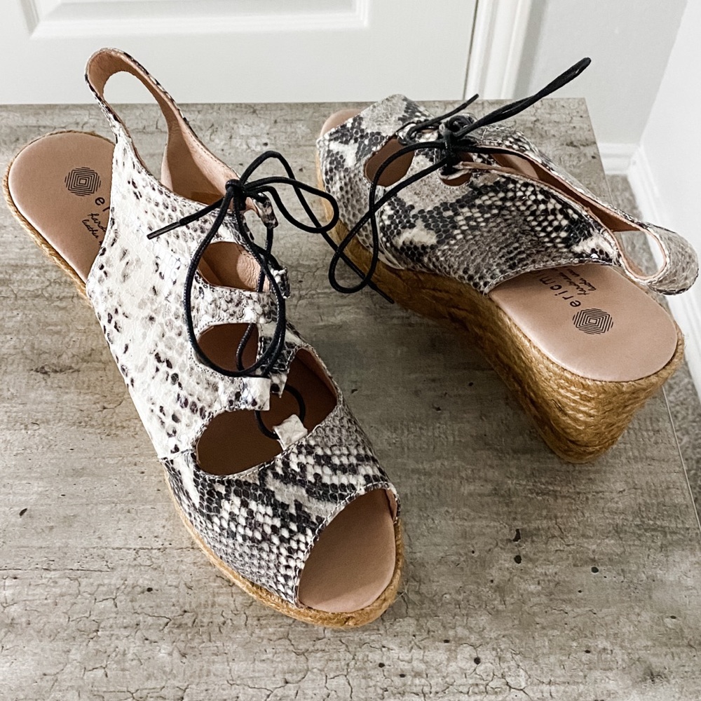 Nwob Eric Michaels Beige Python Espadrille Wedges - image 3